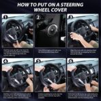 SEG Direct Flat Bottom Steering Wheel Cover Carbon Fiber, D Shaped Car Wheel Cover 14 1/2-15 in. (37-39 cm), Black Microfiber Leather with Carbon Fiber Pattern - Image 5