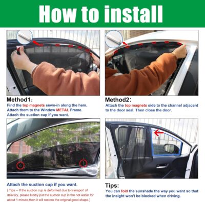 Ovege Car Window Shades Magnetic 2pcs Universal Car Window Screen Mesh Side Window Sun Shade Automotive Window Sunshades for Driver Passenger (Front Seat 2pcs-) - Image 6