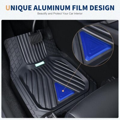 FLORICH Car Floor Mats, Heavy Duty Floor Mats for Cars, 3 Piece All-Weather Floor Mats with Anti-Slip Backing, Universal Trim-to-Fit, Waterproof Automotive Floor Mat for Cars Trucks SUV (Blue) - Image 3
