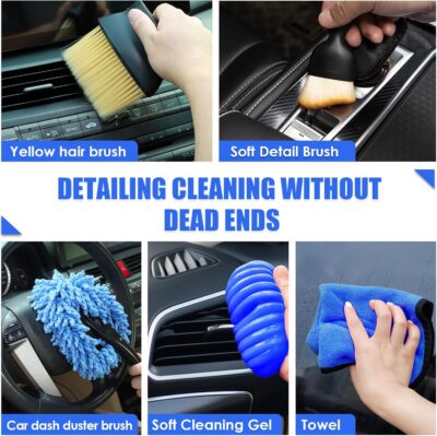 Viewsun 18PCS Car Cleaning Kit, Car Interior Detailing Kit with Blue High Power Handheld Vacuum, Detailing Brush Set, Windshield Cleaner, Cleaning Gel, Complete Auto Accessories for Men, Women - Image 4