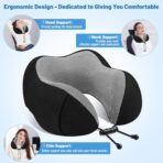 CloudBliss Travel Pillow Premium Memory Foam, Comfortable & Supportive Neck Pillow, Sleeping Neck Pillows for Travel, Airplane Pillow for Sleeping Airplane, Car, Office and Home（Black） - Image 5