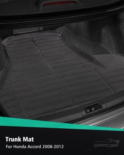 DiffCar® for Honda Accord Floor Mats 2008 2009 2010 2011 2012 (Gas Only), All-Weather TPE Car Accessories for 8th Accord Sedan (Not Fit Coupe), Interior Rubber Car Floor Mat & Trunk Liner, Black Rugs - Image 6