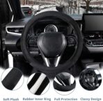 SEG Direct Car Steering Wheel Cover for F-150 Tundra Range Rover 15.25-16 inch, Warm Plush, Summer Winter, Black - Image 2