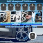 Tire Pressure Monitoring System,RV TPMS,5 Alarm Modes,Real-time Tire Pressure&Temp LCD Display,IPX67 Waterproof,Wireless Solar System&USB Charge,TPMS for 6 Wheeled RV/Trailer/Truck/Sedan(0-144psi) - Image 5