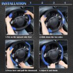 CAR PASS Line Rider Microfiber Leather Sporty Steering Wheel Cover Universal Fits for 95% Truck,SUV,Cars,14.5-15inch Anti-Slip Safety Comfortable Desgin (Black-Blue) - Image 5