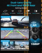 IK5 9" Wireless Apple CarPlay & Android Auto Screen, Portable Car Stereo with 4K Dash Cam & 1080p Backup Camera, Add CarPlay to Any Vehicle, Touchscreen, Mirror Link - Image 4