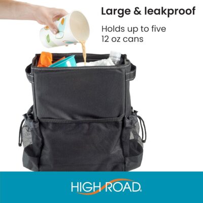 High Road StashAway Large Car Trash Can for Back Seat - Car Garbage Bag With Tissue Holder and Bottle Pockets - Seatback Organizer With 3 Gal Trash Can With Lid for Vans, SUVs and Trucks - Image 4