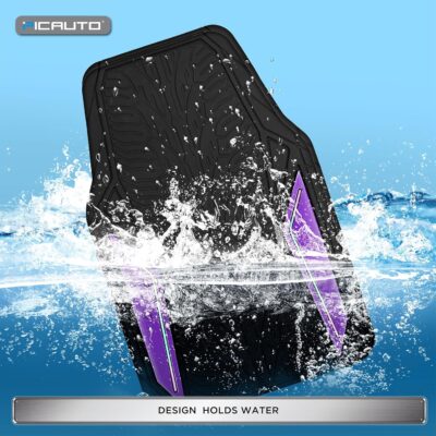 PIC AUTO Rubber Floor Mats, Purple Aluminum Film with Colorful Piping Floor Mats for Cars, Car Mats with Non-Slip Backing, All-Weather Protection, Trim-to-Fit Liner for Cars, SUVs, Trucks, Vehicles - Image 5
