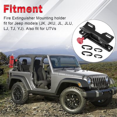Quick Release Fire Extinguisher Mount Bracket for Jeep Wrangler TJ JK JL JKU Polaris RZR Ranger Cam-Am X3 Universal- Aluminum Adjustable Roll Bar Fire Extinguisher Bracket - Image 9