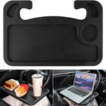 JUSTTOP Car Steering Wheel Desk for Laptop,Multipurpose Travel Car Accessories, Car Seat Stand Trays for Eating, Steering Wheel Overhead Table Console(Black)