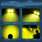 Round LED Pods Yellow, Niwaker 2PCS 54W 3 Inch Fog Lights Off Road Lighting Amber Driving Light Flood LED Light Pods Round Work Lights for Truck Pickup ATV UTV Motorcycle Tractor Boat - Image 4