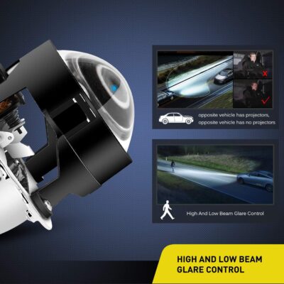 Nilight - 10041P 2.5" Mini Projector Lens for H1 Bulb Headlights Retrofit, Custom Headlamps Conversion:Chrome Shround,2 Years Warranty - Image 5