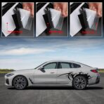 TOMALL 2Pcs 66'' Flame Graphics Stickers Car Body Side Skirt Decals Racing Sport Stripe Decals for Car Universal Vinyl Waterproof Large Decal Decoration for Truck Off-Road Vehicles Accessories (Black) - Image 3