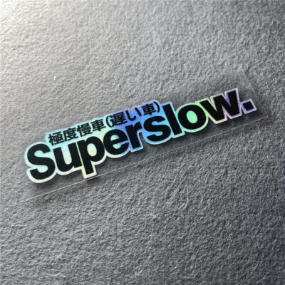 Car Styling Sticker for Japanese Superslow Snail Creative Words Auto Oil Tank Window Body Vinyl Computer Case Motocross Decals (M 10x2.5cm Laser 2PCS) - Image 3