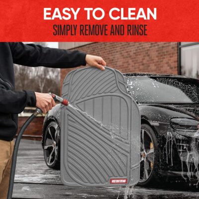 Motor Trend & BDK Heavy Duty Gray Rubber Car Mats Full Set - Universal Trim-to-Fit All Weather Floor Mats - Floor Mats for Car Accessories - Front & Back Interior Floor Mats for Truck Accessories - Image 7