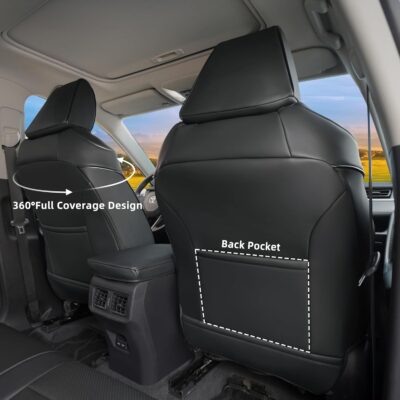 Lolcar RAV4 Seat Covers Custom Fit for Toyota RAV4(Gasoline) 2019 2020 2021 2022 2023 2024 2025 LE,XLE,XLE Premium,Limited,Airbag Compatible,Car Seat Cover Full Set for SUV, Waterproof Leather(Black) - Image 3