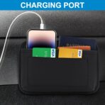 Accmor Universal Car Side Pocket Organizer, PU Leather Car Pocket Pouch Cell Phone Sunglasses Holder, Car Phone Pocket Organizer Accessories for Car Seat, Door, Window, Console - Image 4