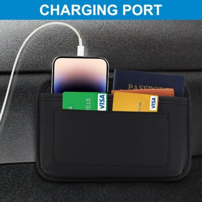 Accmor Universal Car Side Pocket Organizer, PU Leather Car Pocket Pouch Cell Phone Sunglasses Holder, Car Phone Pocket Organizer Accessories for Car Seat, Door, Window, Console - Image 4