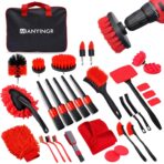 32Pcs Car Detailing Kit, Auto Detailing Brush Set and Drill Brush Attachments with Portable Handbag, Multi-Functional Vehicle Cleaning Tool for Wheels, Windshield