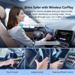 Wireless CarPlay Adapter with Wired DP Video Streaming for Net-Flix YouTube TikTok, Screen Mirroring for iOS & Android, Voice Control Navigation Music Calls, Compatible with Wired CarPlay Gray - Image 5