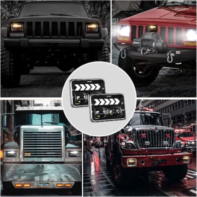 2PCS 4x6 LED Headlights for S10 1995 1996 1997 with High/Low Beam, White DRL Arrow Sequential Amber Turn signals Rectangular DOT 4x6 LED Headlights - Image 8