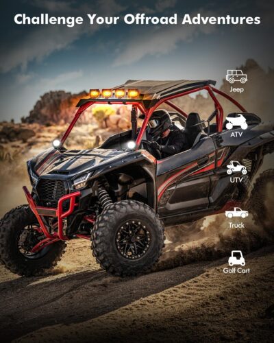 Auxbeam 6 Modes Amber White Series 4 Inch 120W Strobe LED Pod Lights Dual Color Auxiliary Offroad Light Bar Spot Flood Combo Flashing Fog Lights A-Pillar Bumper Grille Mount, Pair - Image 6