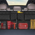 Femuar Car Trunk Organizer, Large Capacity Backseat Trunk Organizer (42"*18"), Collapsible Car Storage Bag with 8 Pockets, SUV/MPV/Truck - Black