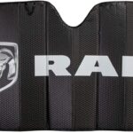 Plasticolor 003860R01 RAM Logo Black Matte Finish Front Windshield Accordion Sunshade