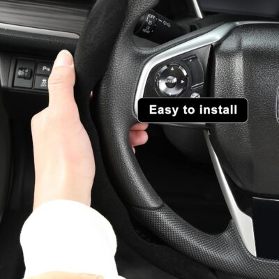 Premium Suede Car Steering Wheel Cover, Non-Slip Segmented, Suitable for Car, SUV, Truck, O/D Shape, 14.5-16inches Steering Wheel Protector,Universal Auto Accessories (Black, 2pcs) - Image 7