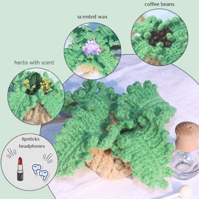 Handmade Crochet Hanging Car Air Freshener - Botanical Fern Leaf Design with 12ml Refillable Glass Essential Oil Bottle, Long-Lasting Car Diffuser & Nature-Inspired Decor - Image 4