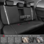 CAR PASS Bling Diamond Car Seat Covers Full Set, Shining Rhinestone Waterproof Faux Leather, Rear with Zipper, Universal Fit Automotive Glitter Crystal Sparkle Strips for Cute Women Girl, Silver - Image 4