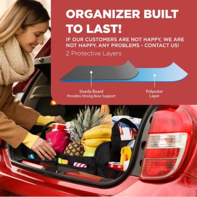 TRUNKCRATEPRO Car Organizers and Storage Premium Adjustable Multi Compartments Car Storage Organizer | Portable and Foldable SUV Trunk Organizer for Car (Standard Size, 20.86"L x 13.4"W x 10"H )-Black - Image 5