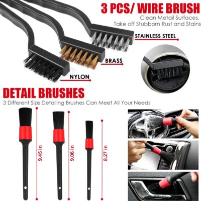 Viewsun 17PCS Car Cleaning Kit, Car Interior Detailing Kit with Red High Power Handheld Vacuum, Detailing Brush Set, Windshield Cleaner, Cleaning Gel, Complete Auto Accessories for Women - Image 5