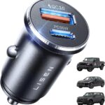 LISEN 54W Mini Cigarette Lighter Adapter Car Charger USB C Fast Charging, 12V Cigarette Lighter USB Car Charger Fast Charging Adapter, for iPhone 17 Pro Max 16 15 14 13 12 Plus Mini, Samsung S26 S25