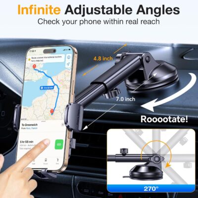 Romuto Phone Holders for Your Car Phone Holder Mount【Super Suction】Cell Phone Mount for Car Accessories for Women Men Windshield/Vent/Dash Truck Stand Desk Mount Clamp Holder for iPhone Samsung Camera - Image 5