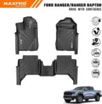 Premium MAXPRO All Weather Floor Mats for 2024-2026 Ford Ranger Raptor SuperCrew Cab Custom Fit Floor Liners 1st&2nd Row Set Waterproof TPE Anti-Slip Truck Mats Full Set Automotive Floor Mats Pickup - Image 2