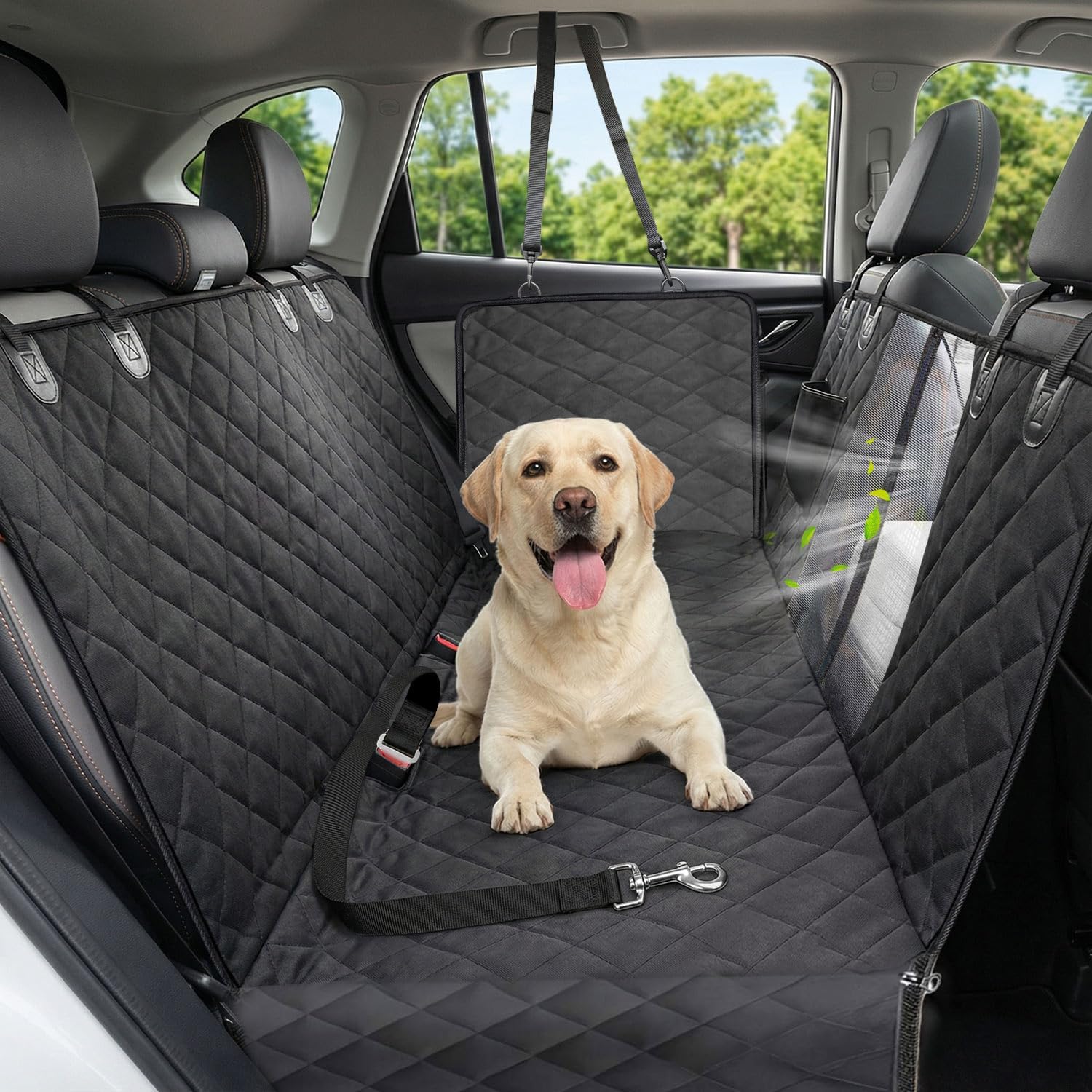 81V3npIUxkL._AC_SL1500_.jpg Dog Car Seat Cover, 600D Heavy Dute Durable Car Seat Cover for Dogs Pets, 100% Waterproof Scratch Proof Nonslip Dog Hammock for Cars, Seat Covers Protector with Seatbelt for Pet Sedan SUV Trucks - Image 1