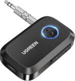 UGREEN Bluetooth 5.4 Car Adapter, Hands-Free Call & Noise Cancelling AUX to Bluetooth Adapter for Car, 3.5mm Audio Blue-Tooth Receiver for Cars Stereo Home Speaker - 15H Battery Life