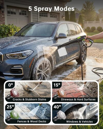 Pressure Washer, Power Washer with Foam Cannon,4 Quick Connect Nozzles, 23FT Hose High Pressure Washer for Cars, Fences, Patios, and Driveway - Image 3