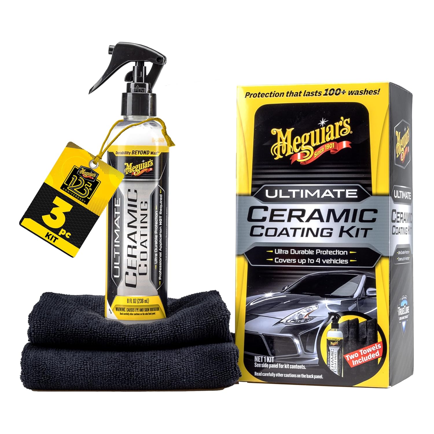 81VEiXp6tzL._SL1500_.jpg Meguiar's Ultimate Ceramic Coating Kit - Premium Kit for Cars Delivers Ultra-Durable Ceramic Protection with High Water Beading Action, Increased Gloss and Slickness, and Premium Microfiber Towels - Image 1