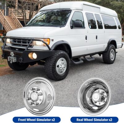 16"Wheel Simulators,16"8 Lug Stainless Steel Hubcaps with Wheel Lug Bolts Kit,Polished Finish,2Front Wheels/2Rear Wheels,Wheel Simulators Suitable for Ford E350/E450 (1992-2016,2018-2021;2017Not Fit) - Image 6