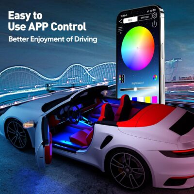 Honalia Interior Car Lights, 4Pcs Car LED Lights with Music Mode and Scene Options, Footwell Lighting for Car with Smart APP Control & USB Charger for Truck DC 5V - Image 3