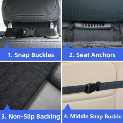 PETICON Front Seat Cover 2 Pack, Full Protection Dog Car Seat Cover with Side Flaps, Nonslip Scratchproof Captain Chair Seat Cover Fits for Cars, Trucks, SUVs, Jeep, Black - Image 7