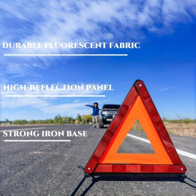 Safety Triangles for Emergency Use, Road Side Triangle Reflectors, Warning Triangle with Case for Vehicles Breakdown(3 Packs) - Image 2