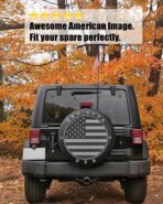 Black Spare Tire Wheel Cover with American US Flag PVC Leather Waterproof Dust-Proof Universal Fit for Jeep, Trailer, RV, SUV, Camper and Van (14 Inch) - Image 3