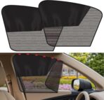 Car Window Shades, 2Pack Magnetic Front Car Window Cover, Half Blackout & Half See-Through Driver Side Window Sun Shade for Eating/Breastfeeding/Taking a Nap/Clothes Changing/Camping