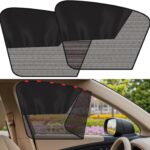 Car Window Shades, 2Pack Magnetic Front Car Window Cover, Half Blackout & Half See-Through Driver Side Window Sun Shade for Eating/Breastfeeding/Taking a Nap/Clothes Changing/Camping