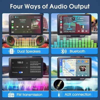 Carplay Screen for Car, 7" HD Wireless Portable Car Play Touchscreen Stereo with Android Auto Mirror Link/Backup Camera/GPS Navigation/Satellite Radio for All Vehicles - Image 4