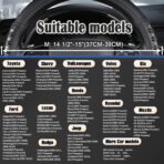 West Llama Microfiber Leather Car Steering Wheel Cover for Men Women,Universal Fit 14.5-15 inch(Leather Nails-Gray+Black-Standard Size) - Image 2