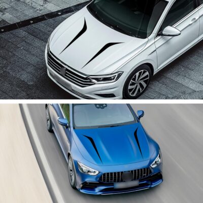 TOMALL 2pcs 39" Car Hood Stripe Sticker for Auto Racing Sport Body Side Skirt Roof Hood Bumper Stripe Decal Universal Vinyl Modified Decoration for SUV Off-Road Vehicles (Black) - Image 3